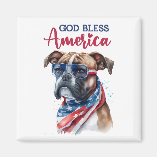 Patriotic Dog-Boxer Magnet (Vorne)