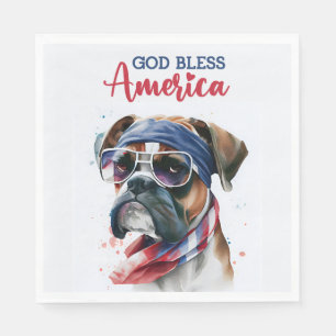 Patriotic Dog-Boxer Serviette