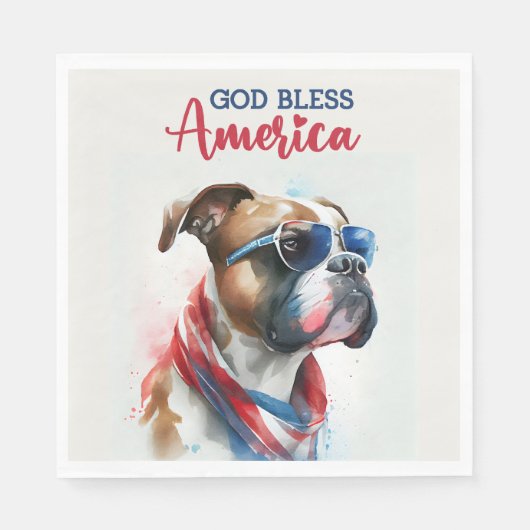 Patriotic Dog-Boxer Serviette (Vorderseite)