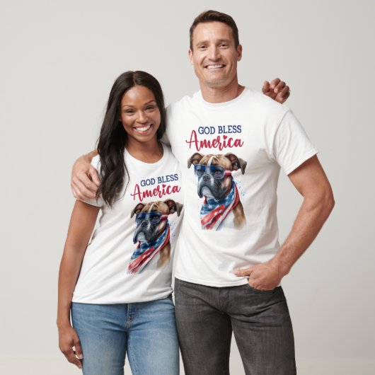 Patriotic Dog-Boxer T-Shirt (Unisex)