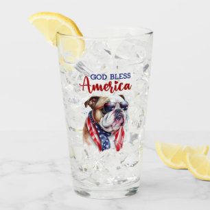 Patriotic Dog Bulldog Glas