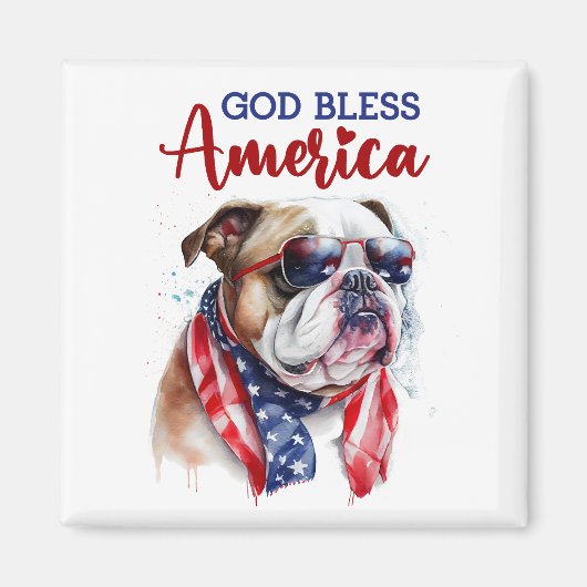 Patriotic Dog Bulldog Magnet (Vorne)