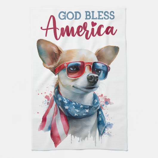 Patriotic Dog-Chihuahua Geschirrtuch (Vertikal)
