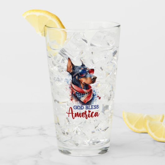 Patriotic Dog - Doberman Glas (Vorderseite Ice)