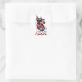 Patriotic Dog - Doberman Quadratischer Aufkleber (Tasche)