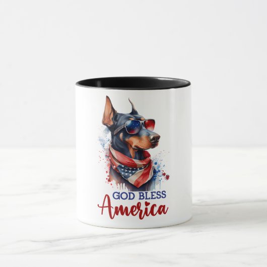 Patriotic Dog - Doberman Tasse (Zentrum)