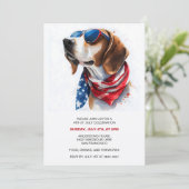 Patriotic Dog Foxhound 4. Juli Einladungen (Stehend Vorderseite)