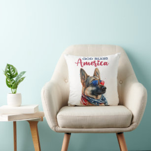 Patriotic Dog-German Shepherd Kissen
