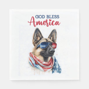 Patriotic Dog-German Shepherd Serviette