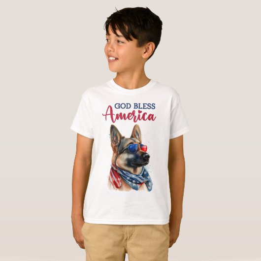 Patriotic Dog-German Shepherd T-Shirt (Vorne ganz)