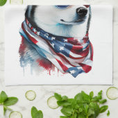 Patriotic Dog-Husky Geschirrtuch (Gefaltet)