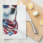 Patriotic Dog-Husky Geschirrtuch (Viertel Falte)