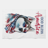 Patriotic Dog-Husky Geschirrtuch (Horizontal)