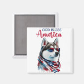 Patriotic Dog- Husky Magnet (Vorderseite/Rückseite)