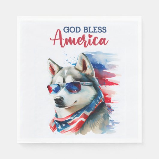 Patriotic Dog-Husky Serviette (Vorderseite)