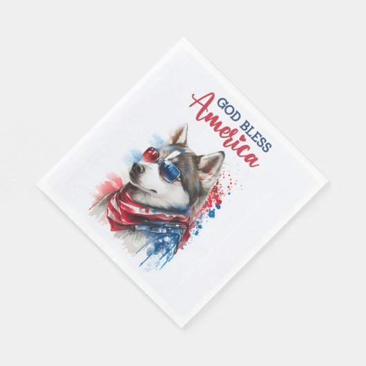 Patriotic Dog-Husky Serviette (Ecke)