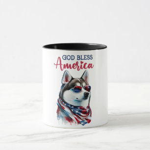 Patriotic Dog-Husky Tasse