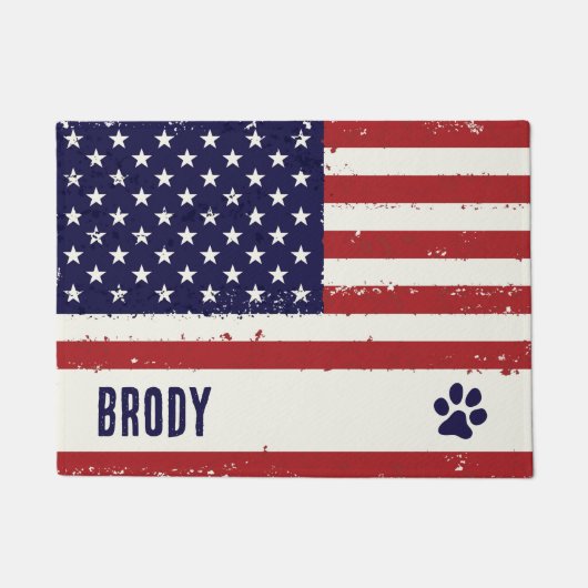 Patriotic Dog Paw Print - Dog Tischset - US Dog Fußmatte (Vorderseite)