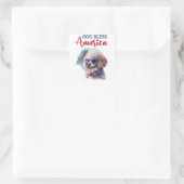 Patriotic Dog-Poodle Quadratischer Aufkleber (Tasche)