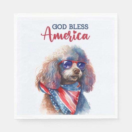 Patriotic Dog-Poodle Serviette (Vorderseite)