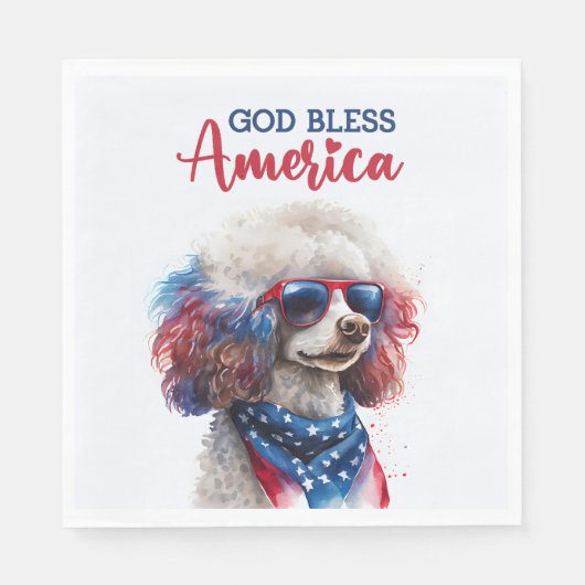 Patriotic Dog-Poodle Serviette (Vorderseite)