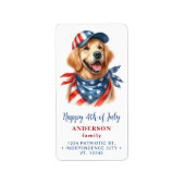 Patriotic Dog Red White Blue Rücksendeadresse Adressaufkleber (Vorne)