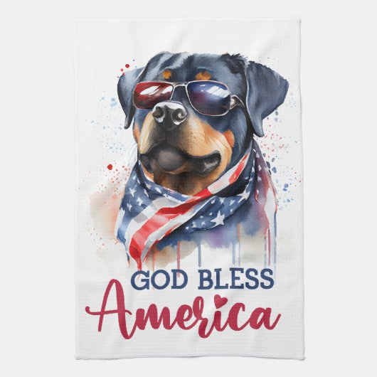 Patriotic Dog-Rottweiler Geschirrtuch (Vertikal)