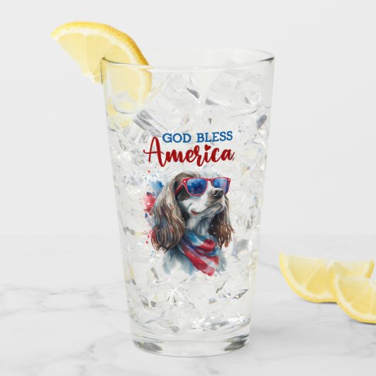 Patriotic Dog-Spaniel Glas (Vorderseite Ice)