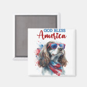 Patriotic Dog-Spaniel Magnet (Vorderseite/Rückseite)