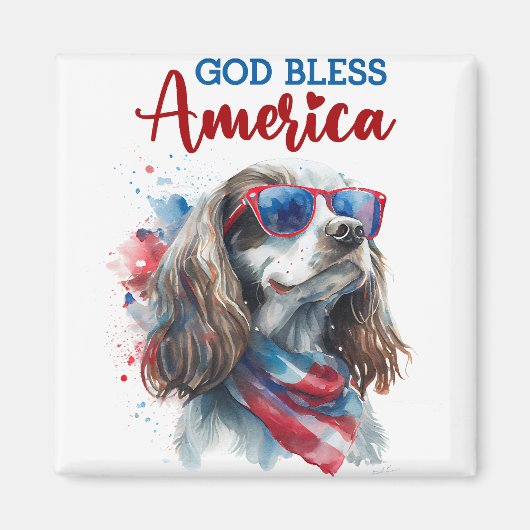 Patriotic Dog-Spaniel Magnet (Vorne)