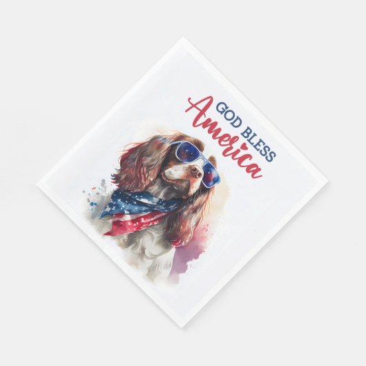 Patriotic Dog-Spaniel Serviette (Ecke)