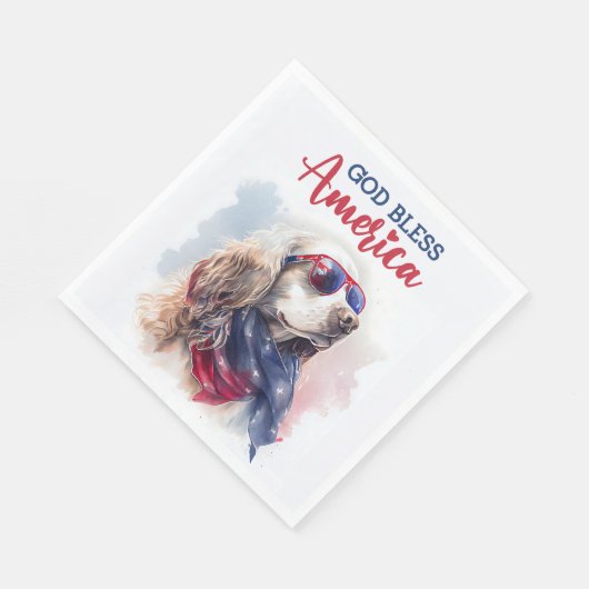 Patriotic Dog-Spaniel Serviette (Ecke)
