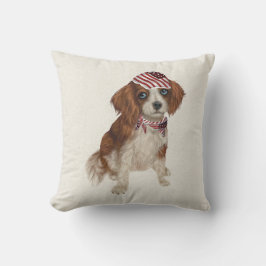Patriotic Dog Spaniel Throw Kissen