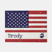 Patriotic Dog Tischset - USA Flag American Flag Fußmatte (Vorderseite)
