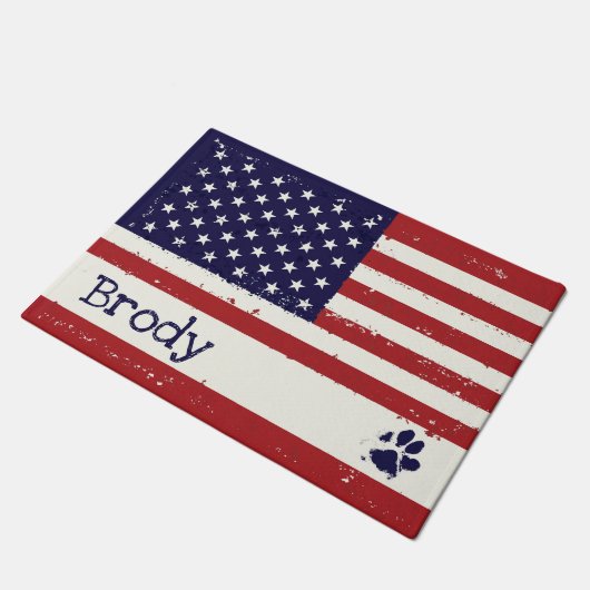 Patriotic Dog Tischset - USA Flag American Flag Fußmatte (Schrägansicht)