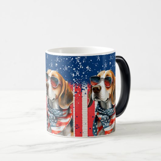 Patriotic Dog USA Süße Tier Design Verwandlungstasse (VorderseiteRechts)