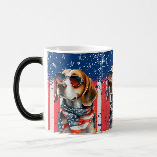 Patriotic Dog USA Süße Tier Design Verwandlungstasse (Links)