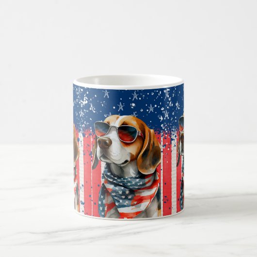 Patriotic Dog USA Süße Tier Design Verwandlungstasse (Mittel)