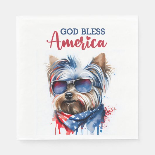 Patriotic Dog-Yorkie Serviette (Vorderseite)