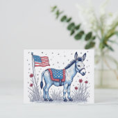 Patriotic Donkey Illustration Vote Postkarte (Stehend Vorderseite)