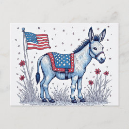 Patriotic Donkey Illustration Vote Postkarte