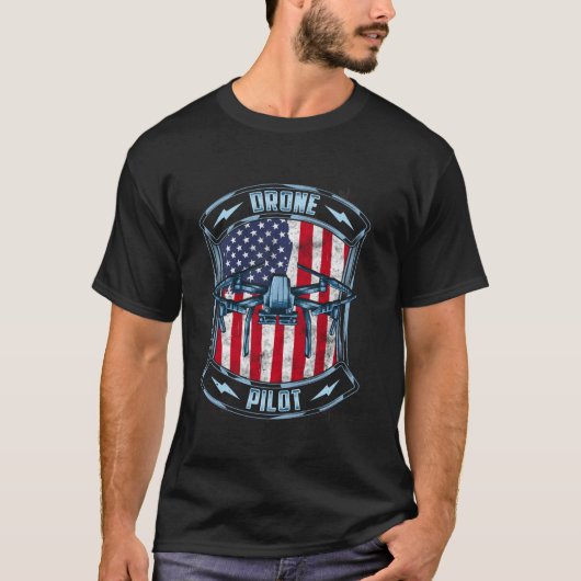 Patriotic Drone Pilot America Droning T-Shirt (Vorderseite)
