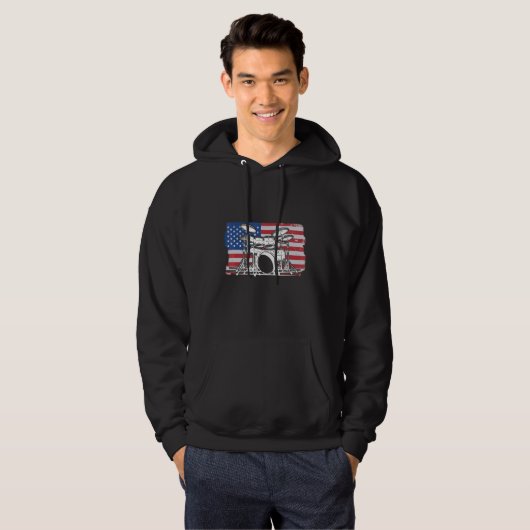 Patriotic Drumming USA Flag For Drummer Musician Hoodie (Vorne ganz)