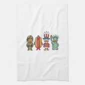Patriotic Duck and Hot Dog Vintage Vector Shirt_1 Geschirrtuch (Vertikal)