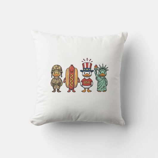Patriotic Duck and Hot Dog Vintage Vector Shirt_1 Kissen (Vorderseite)