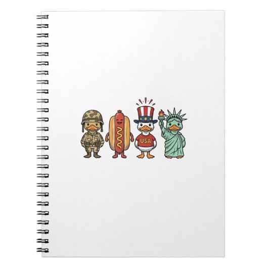 Patriotic Duck and Hot Dog Vintage Vector Shirt_1 Notizblock (Vorderseite)