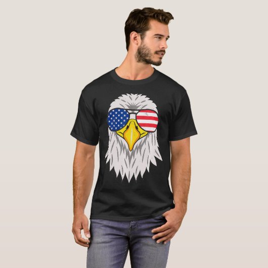 Patriotic Eagle 4. Juli USA Flag Bald T-Shirt (Vorne ganz)