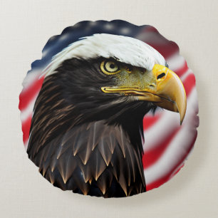 Patriotic/Eagle/American/USA Rundes Kissen