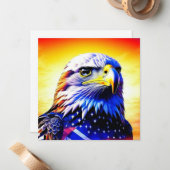 Patriotic Eagle and American Flag Mitteilungskarte (Vorderseite/Rückseite Beispiel)