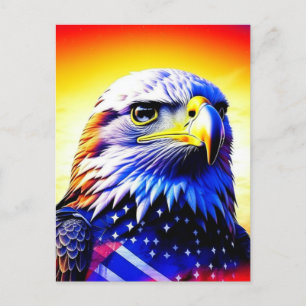 Patriotic Eagle and American Flag Postkarte